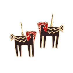 Laurel Burch Studios Temple Horse Earrings - Black