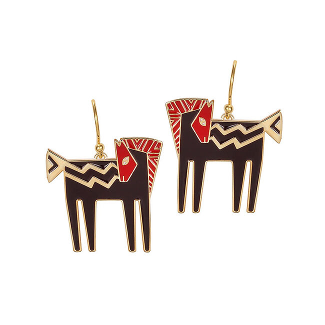 Laurel Burch Studios Earrings - Temple Horse - Black image number null