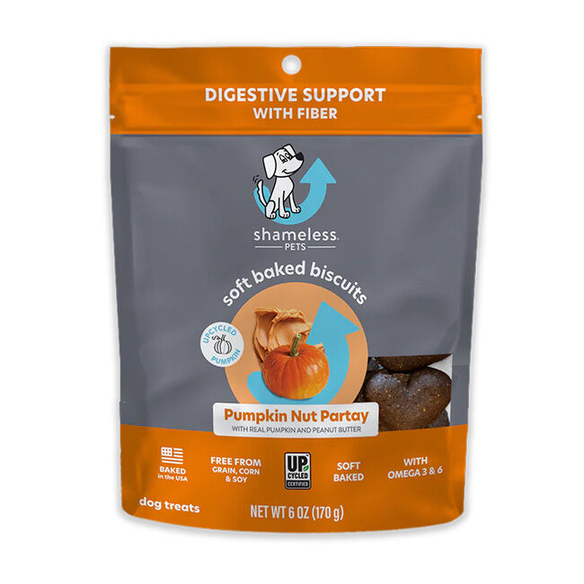 Shameless Pets Soft Baked Dog Treats - Digestive Support with Fiber - Pumpkin Nut Partay with Real Pumpkin & Peanut Butter - 6 oz image number null