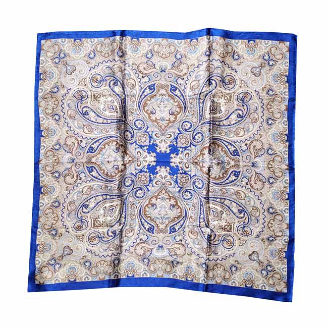 Wyoming Traders Wild Rag Paisley Silk Scarf - Royal/Brown image number null