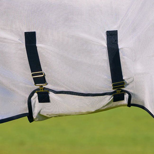 Saxon Mesh Fly Sheet with Belly Wrap - White/Navy image number null