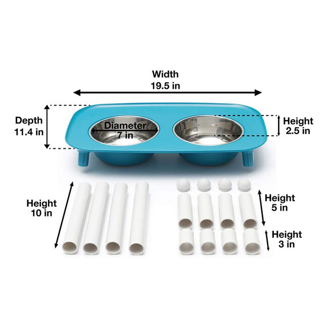 Messy Mutts Elevated Double Feeder with Stainless Bowls image number null
