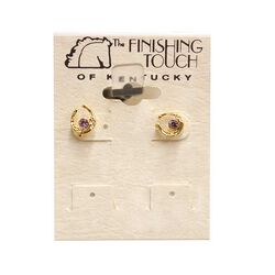 Finishing Touch of Kentucky Mini Horse Shoe Earrings - Gold and Amethyst