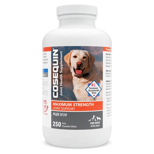 Nutramax Laboratories Cosequin Maximum Strength Joint Health Supplement for Dogs - with Glucosamine, Chondroitin, and MSM - 250 Chewable Tablets image number null