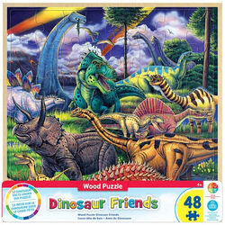 MasterPieces 48-Piece Wood Puzzle with Fun Facts - Dinosaur Friends - Closeout