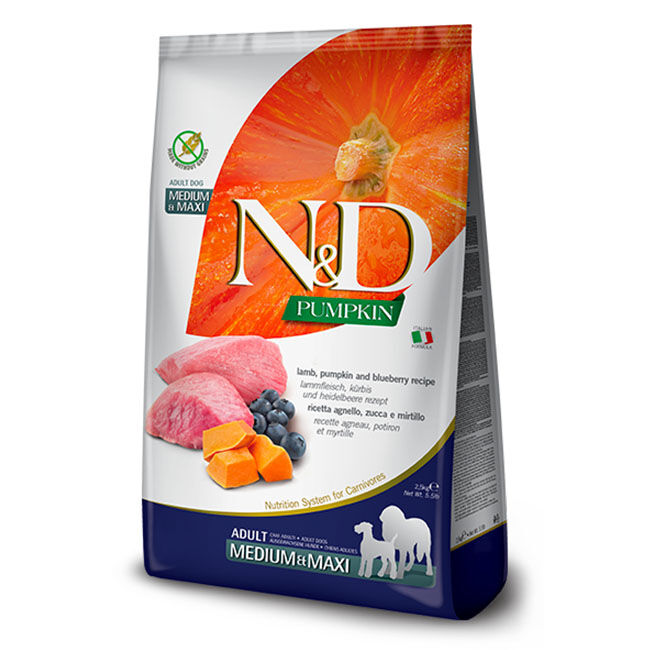 Farmina N&D Grain-Free Pumpkin Adult Medium & Maxi Dog Food - Pumpkin, Lamb & Blueberry Recipe image number null