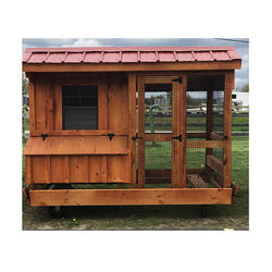 Amish Built Chicken Coops 5' x 4' Chicken Coop with Red Roof, Run & Wheels