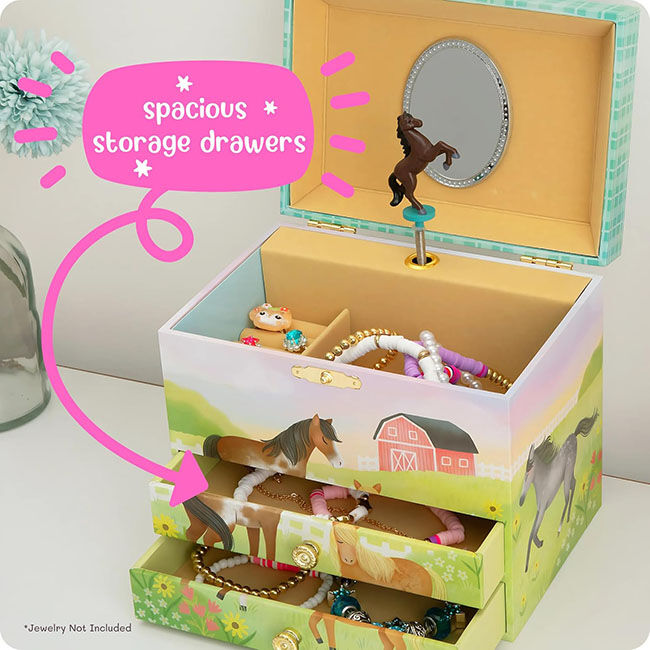 Giggle & Honey 2-Drawer Musical Jewelry Box - Dancing Horse image number null
