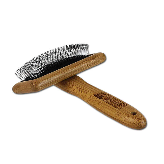 Bamboo Groom Slicker Brush with Stainless Steel Pins image number null