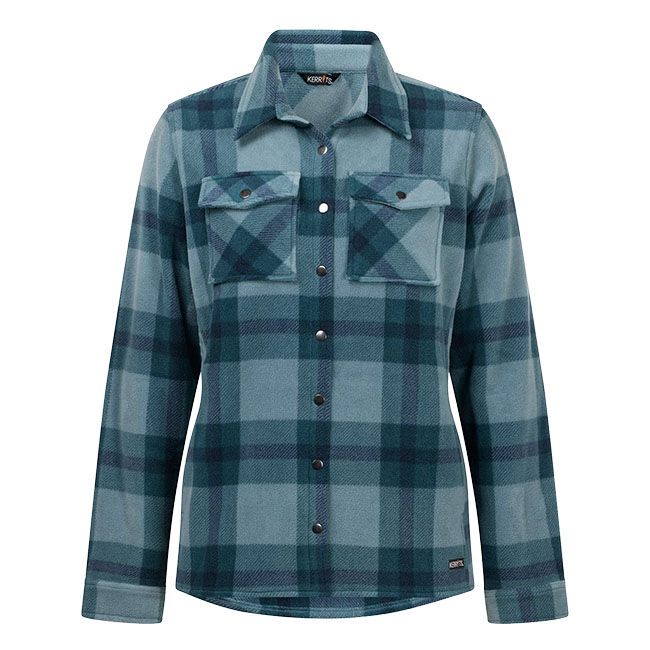 Kerrits Women's Alpine Fleece Snap Front Barn Shirt - Shoreline/Nightfall Plaid image number null