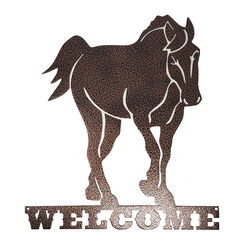 Metal Mazing Wall Art - Handmade in NH - Standing Welcome Horse