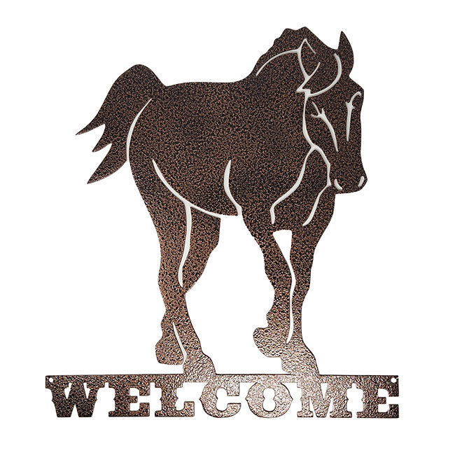 Metal Mazing Wall Art - Handmade in NH - Standing Welcome Horse image number null