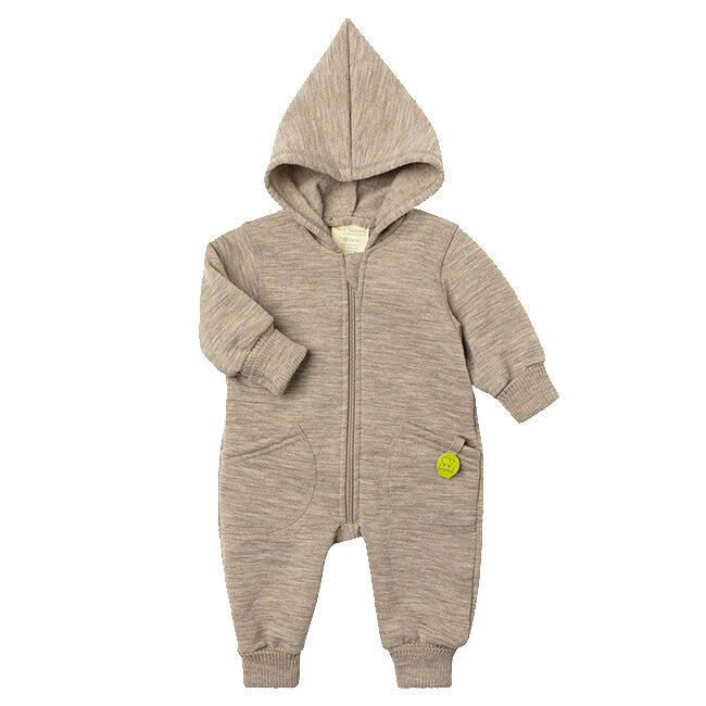 Engel Baby 100% Wool Zip-Up Suit - Birch Melange image number null