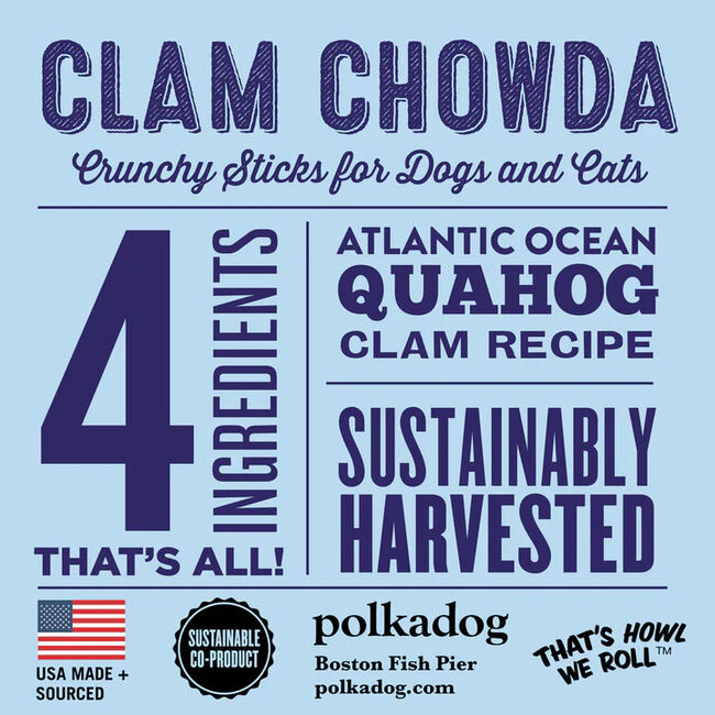 Polkadog Clam Chowda - Crunchy Sticks for Dogs and Cats image number null