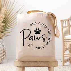 Dark Horse Dream Designs Canvas Tote Bag - Paws & Enjoy the Little Things