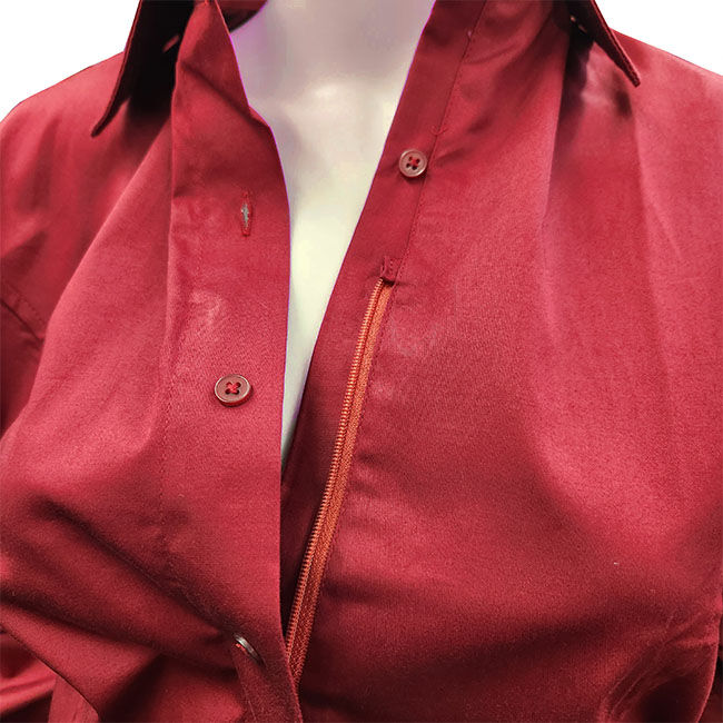 RHC Equestrian Women's Sateen Concealed Zipper Show Shirt - Burgundy image number null