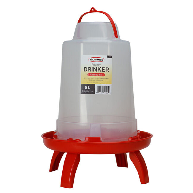 Durvet Poultry Drinker with Legs - 8-Liter Capacity image number null