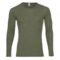 Engel Men's Wool/Silk Blend Long-Sleeve Shirt - Olive