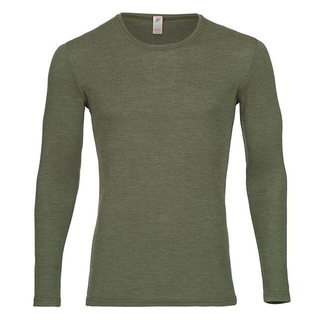 Engel Men's Wool/Silk Blend Long-Sleeve Shirt - Olive image number null