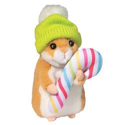 Douglas Holiday Hamster with Winter Hat & Candy Cane