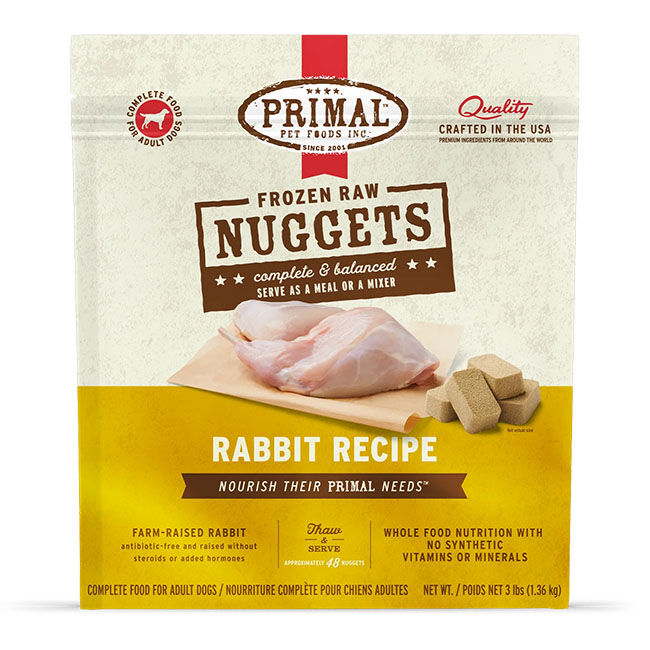 Primal Raw Frozen Dog Food - Rabbit Nuggets - 3 lb image number null