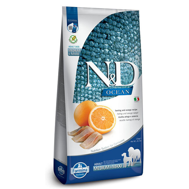 Farmina N&D Grain-Free Ocean Adult Medium & Maxi Dog Food - Herring & Orange Recipe image number null
