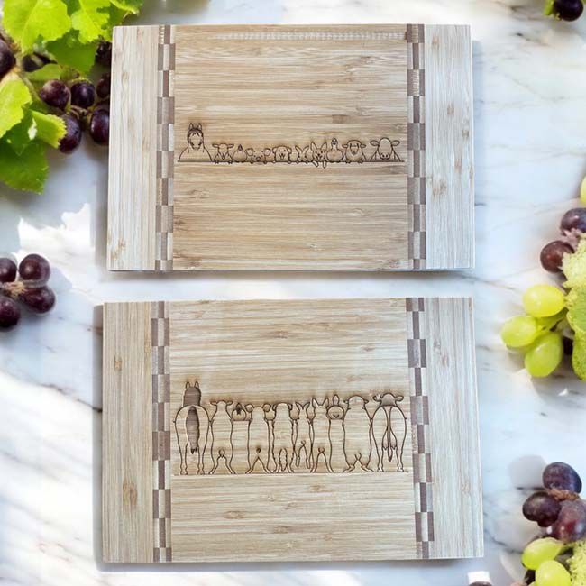 The Krafty Equestrian Double-Sided Cutting Board - Farm Animals image number null