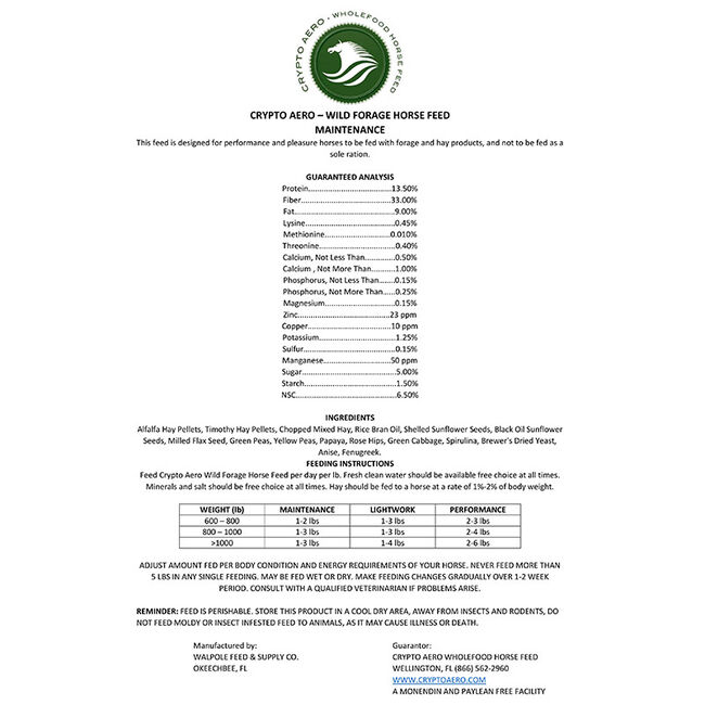 Crypto Aero Wild Forage Horse Feed - 40 lb image number null