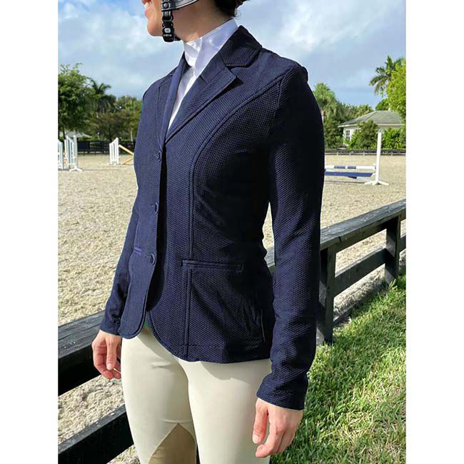 Anademi Women's Mesh Show Coat - Navy image number null