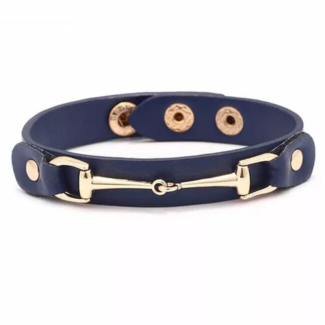 AWST International Vegan Leather Bracelet with Gold Tone Snaffle Bit image number null
