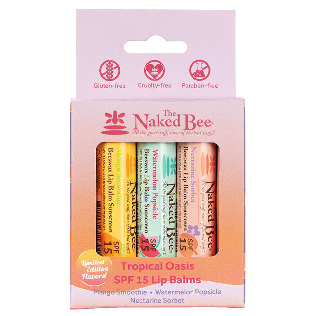 Naked Bee Tropical Oasis SPF 15 Lip Balm Trio image number null