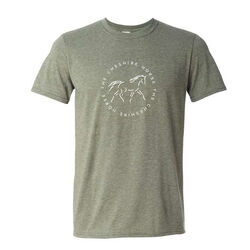 The Cheshire Horse Unisex Round Logo Tee - Heathered Military Green