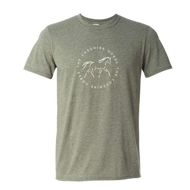 The Cheshire Horse Unisex Round Logo Tee - Heathered Military Green image number null