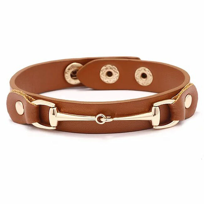 AWST Vegan Leather Bracelet with Gold Tone Snaffle Bit image number null