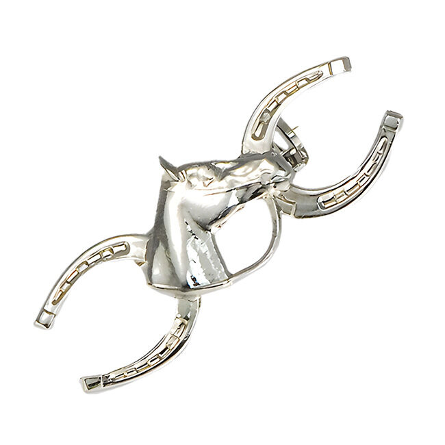 Finishing Touch of Kentucky Stock Pin - Horse Head with Reins & Horseshoes - Silver image number null