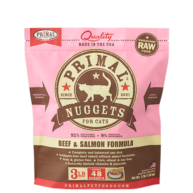 Primal Raw Frozen Nuggets Cat Food - Beef & Salmon - 3 lb image number null