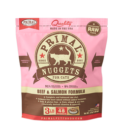 Primal Raw Frozen Nuggets Cat Food - Beef & Salmon - 3 lb