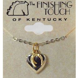 Finishing Touch of Kentucky Heart Shaped Gold Horseshoe Locket