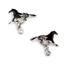 Wyo-Horse Firey Horse Earrings - Black