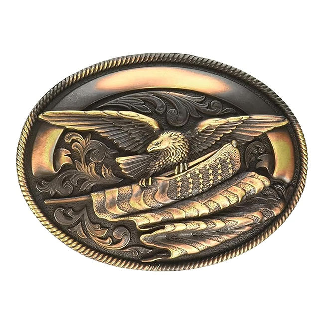 Nocona Oval Eagle Flag Buckle image number null