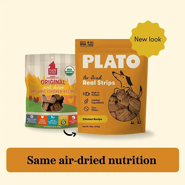 Plato Real Strips Dog Treats - Organic Chicken Recipe - 18 oz image number null