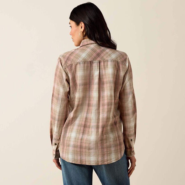 Ariat Women's Billie Jean Shirt - White Pepper Coral Plaid image number null