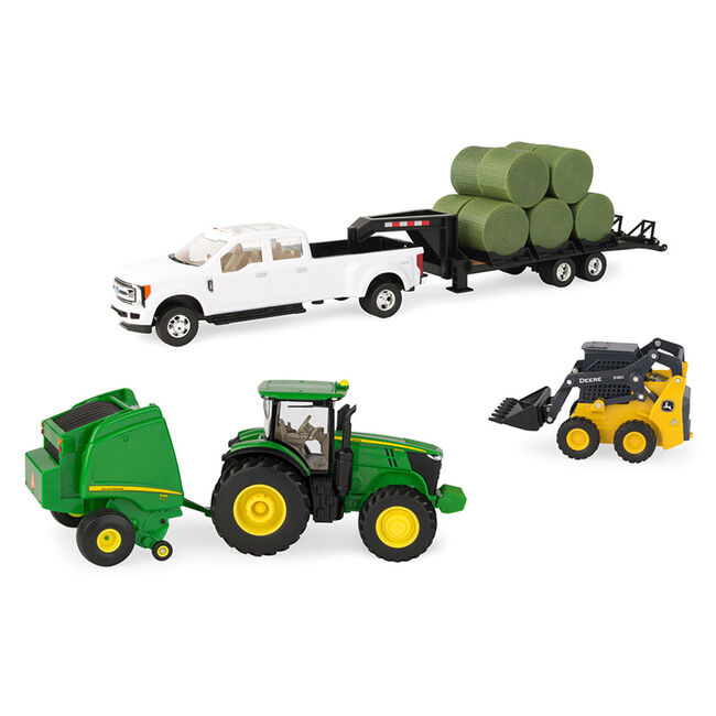 TOMY John Deere 1:32 Scale Round Bale Haying Set image number null