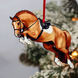 Classy Equine Ornament - Chestnut Hunter Jumping Horse