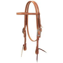 Weaver Harness Leather Headstall with Floral Buckles - Pony