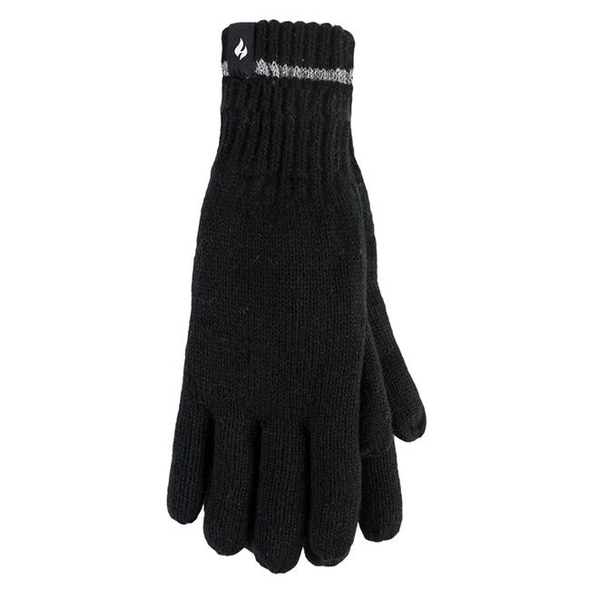 Heat Holders Men's Richard Flat Knit Gloves with Grips - Black image number null