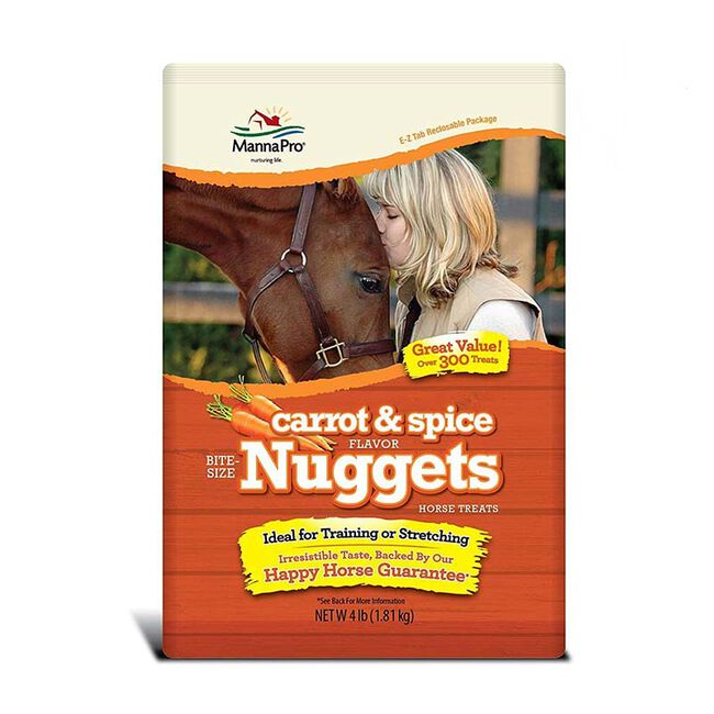 Manna Pro Carrot & Spice Flavor Bite Sized Nuggets Horse Treats - 4lb Bag image number null