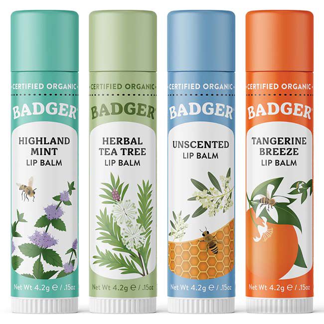 Badger Classic Lip Balm 4-Pack - Green Box image number null