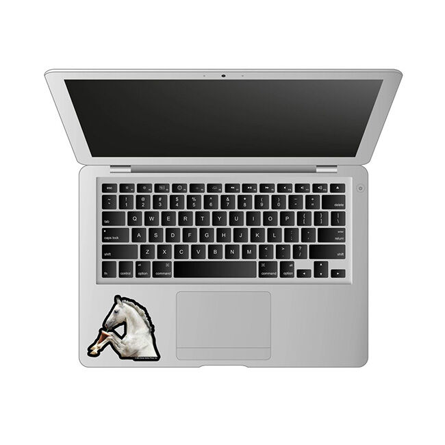 Horse Hollow Press Die-Cut Sticker - Horse in Car Drinking Coffee image number null