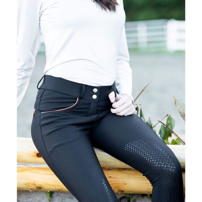 KL Select Women's Gabrielle Knee Patch Breech - Black/Cognac image number null